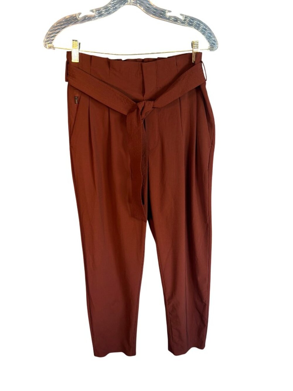 Athleta Skyline ll Paper Bag Waist Pants Cognac Brown Women's 6 - Picture 9 of 9